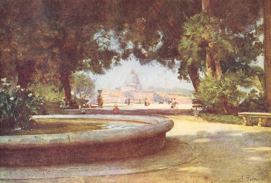 Associate Product ROME. Peter's Pincian Gdns 1905 old antique vintage print picture