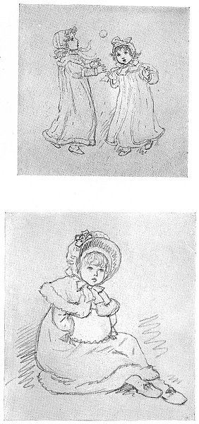 Associate Product KATE GREENAWAY. Pencil sketches children 1905 old antique print picture