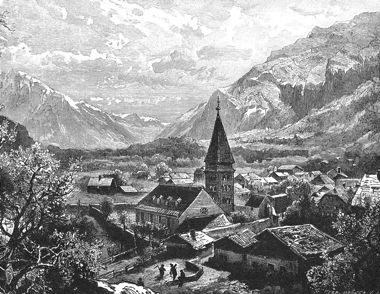 SWITZERLAND. Meiringen 1891 old antique vintage print picture