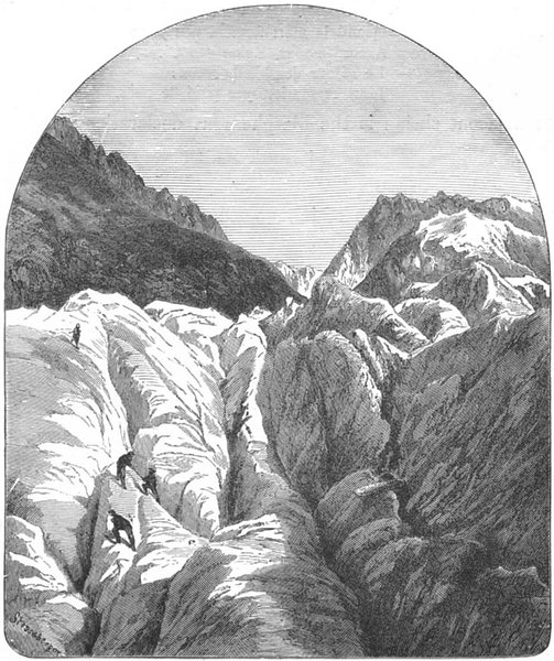 FRANCE. Glacier Climbing 1891 old antique vintage print picture