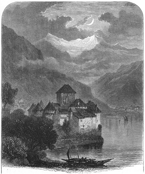 SWITZERLAND. Chillon & Alps 1891 old antique vintage print picture