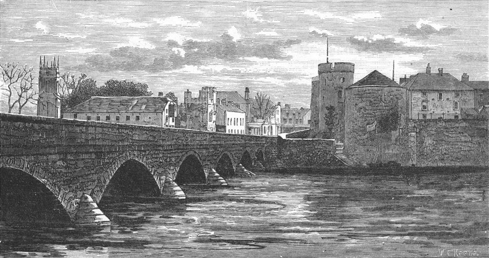 IRELAND. Thomond bridge, Limerick 1888 old antique vintage print picture