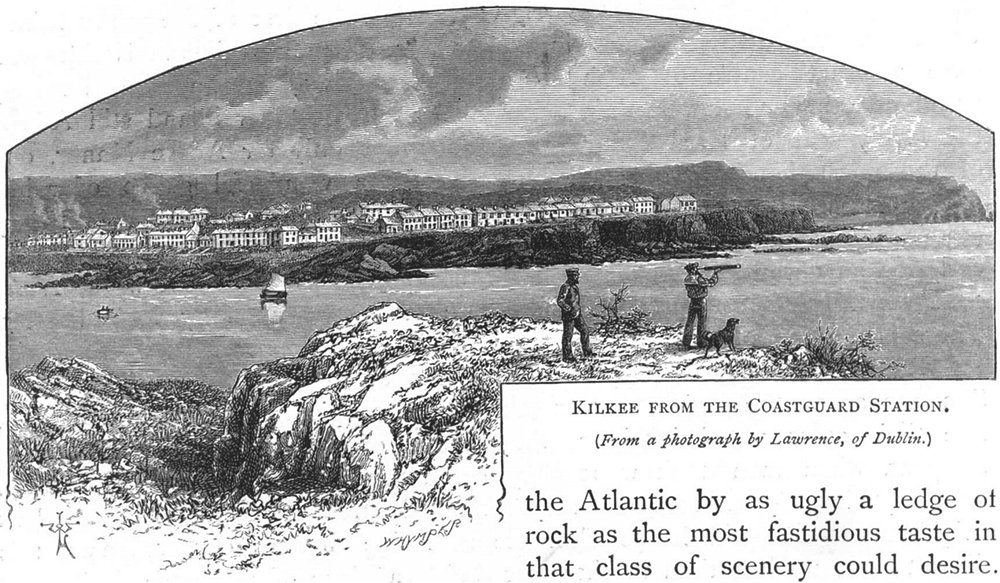 IRELAND. Kilkee Coastguard Station 1888 old antique vintage print picture