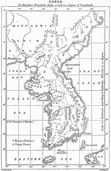 KOREA ANGLICAN CHURCH MISSION STATIONS. Protestant Ecclestiastical 1897 map