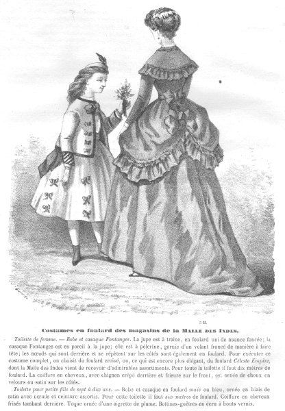 Associate Product FAMILY. Elegant Parisian mother and daughter 1869 old antique print picture