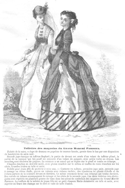 Associate Product FASHION. Elegant Parisian ladies 1869 old antique vintage print picture