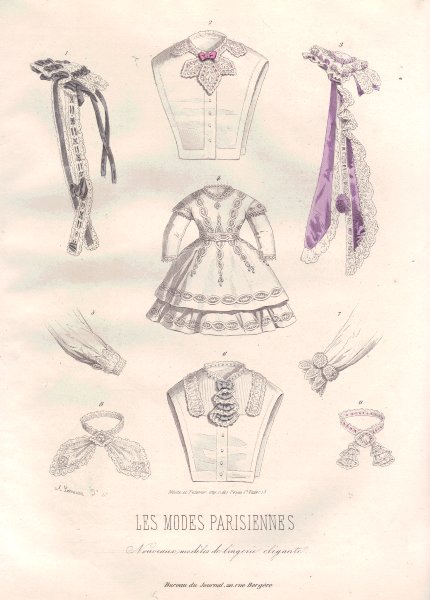 FASHION. ladies clothing 1869 old antique vintage print picture