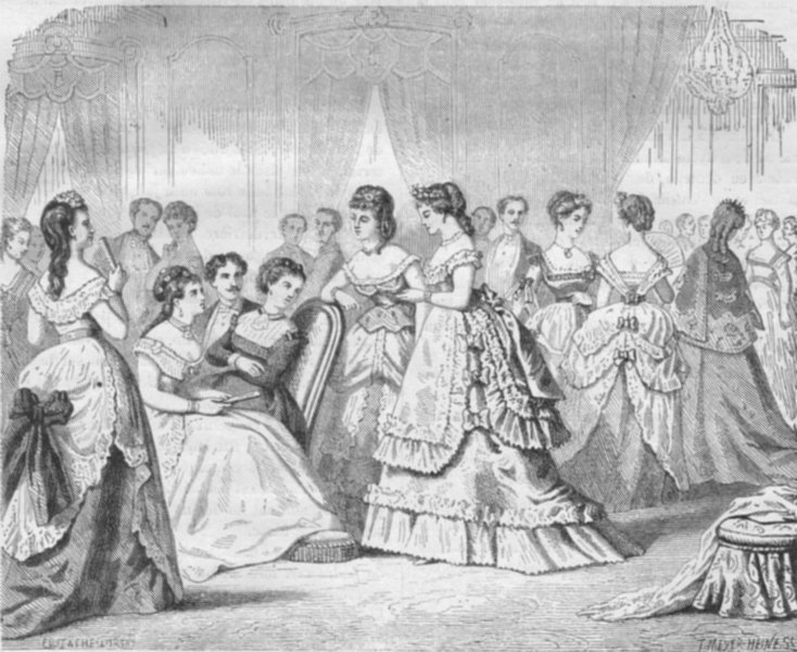 Associate Product SOCIETY. Paris. Elegant ladies. Salon 1869 old antique vintage print picture
