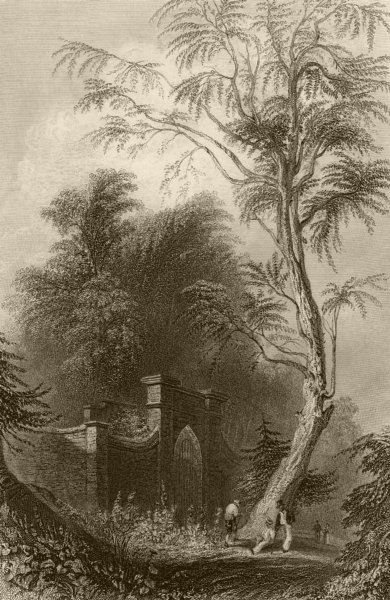 The Tomb of Washington, Mount Vernon, Virginia. WH BARTLETT 1840 old print
