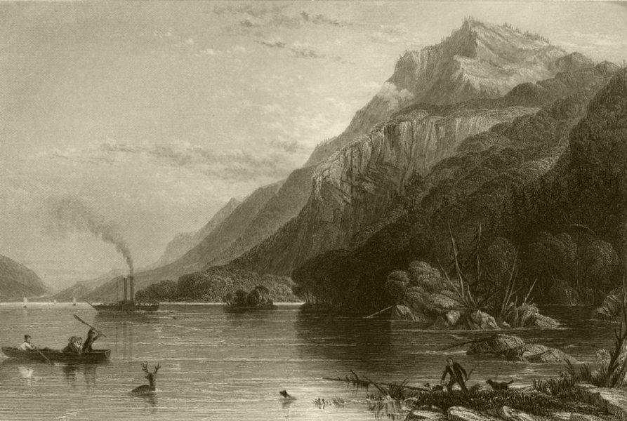 Black Mountain (Lake George), New York. WH BARTLETT 1840 old antique print