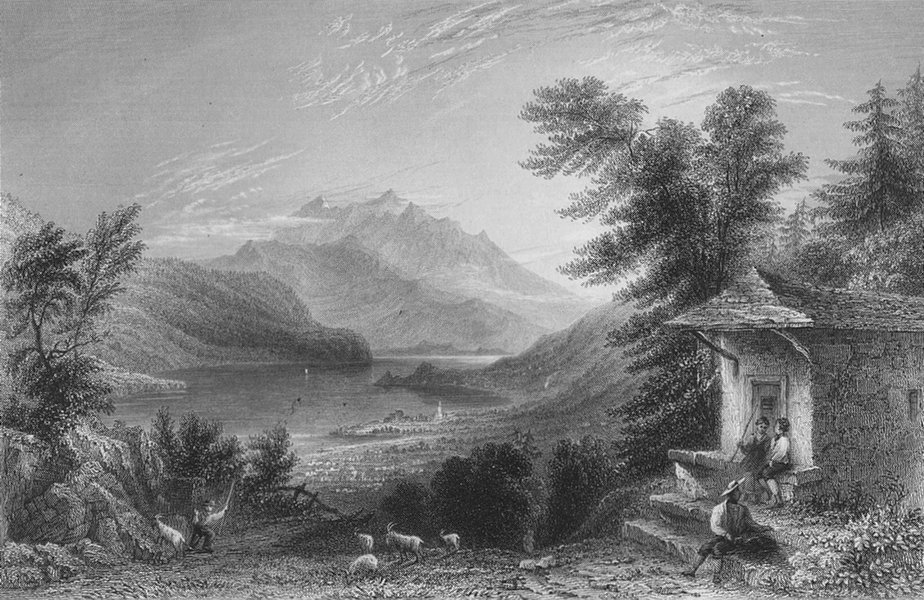 Associate Product SWITZERLAND. Mount Pilate/Pilatus from the Brunig (Unterwalden). BARTLETT 1836