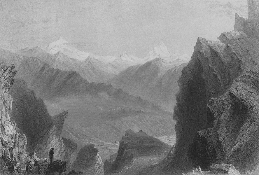 SWITZERLAND. Monte Rosa & The Cervin (Cervinia) from Ghemme summit.BARTLETT 1836