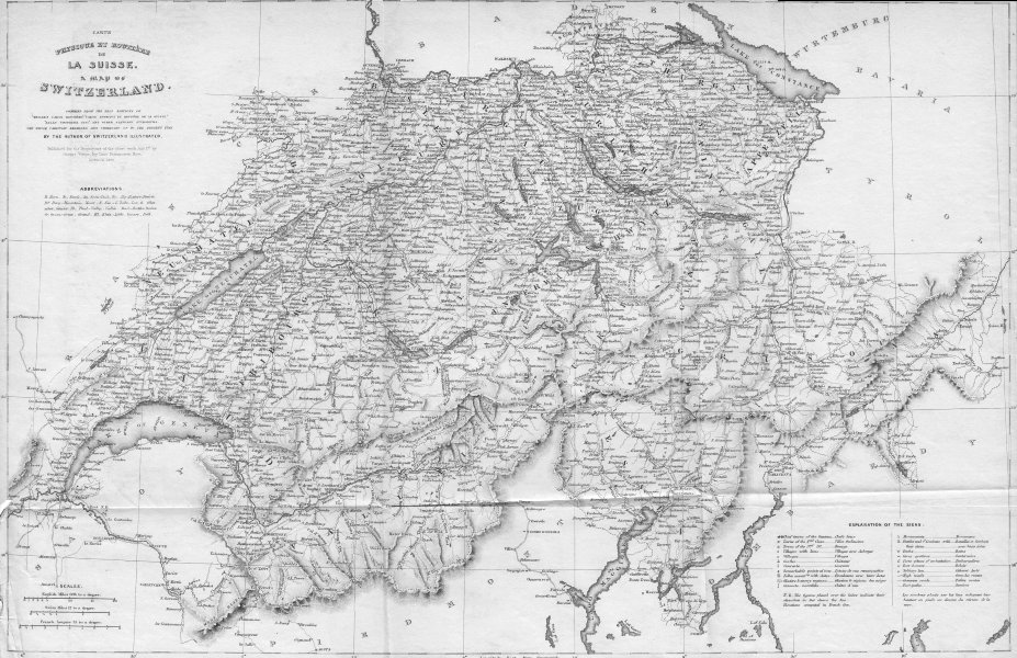 SWITZERLAND. Showing battles & dates castles towns cantons viewpoints 1836 map