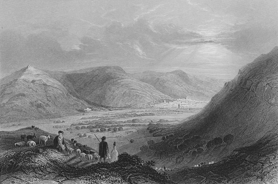 Associate Product ISRAEL. Mount Gerizim & Vale of Nablus-Bartlett 1847 old antique print picture