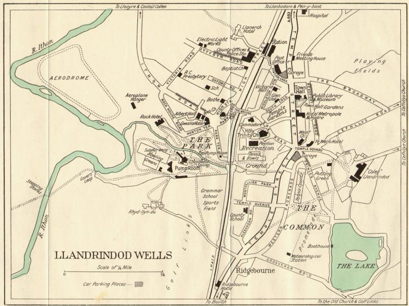 Associate Product LLANDRINDOD WELLS vintage town/city plan. Wales. WARD LOCK c1950 old map
