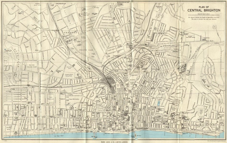 BRIGHTON & HOVE vintage town/city plan. Sussex. WARD LOCK c1963 old map