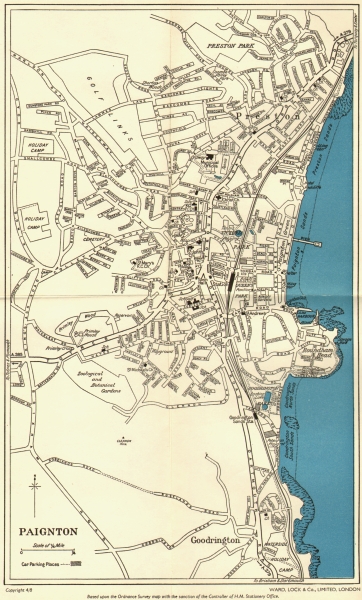 Associate Product PAIGNTON vintage town/city plan. Devon. WARD LOCK c1963 old vintage map chart