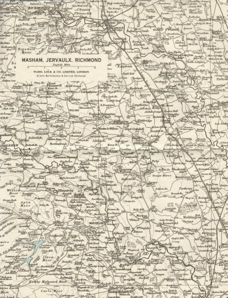 Masham Jervaulx Richmond environs. Yorkshire. WARD LOCK 1968 old vintage map