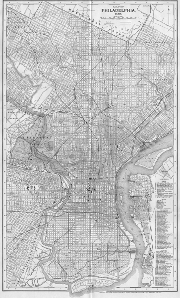 PHILADELPHIA, PENNSYLVANIA. City Town map plan 1893 old antique chart