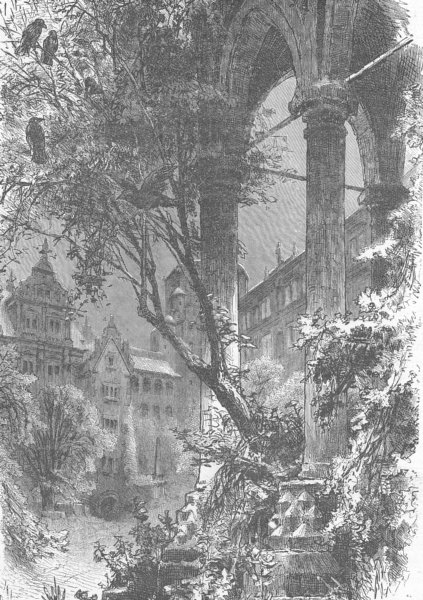Associate Product GERMANY. Courtyard, castle of Heidelberg 1903 old antique print picture