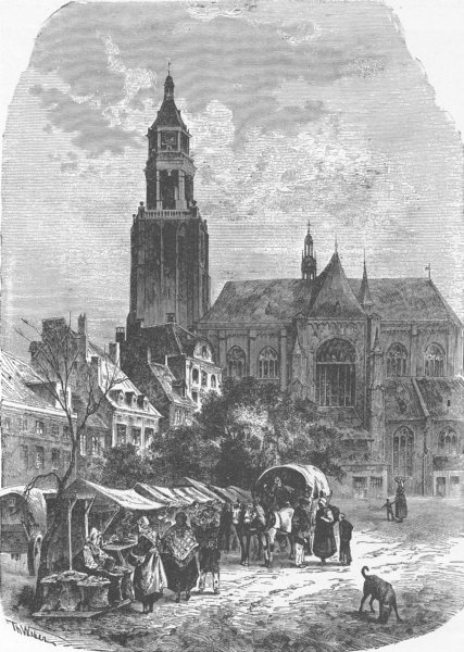 NETHERLANDS. Groote Kerk(Cathedral), Arnhem 1903 old antique print picture