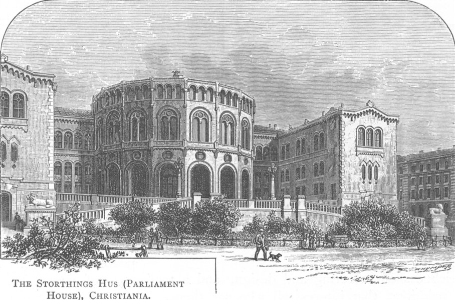 Associate Product NORWAY. The Storthings-Hus (Parliament House), Christiania 1890 old print