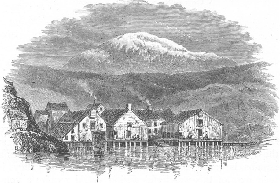 Associate Product NORWAY. Part of Christiansand Harbour. Kristiansund. SMALL 1890 old print