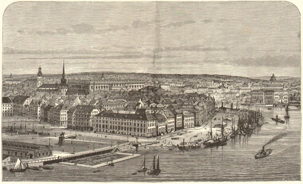 Associate Product SWEDEN. A view of Stockholm 1890 old antique vintage print picture