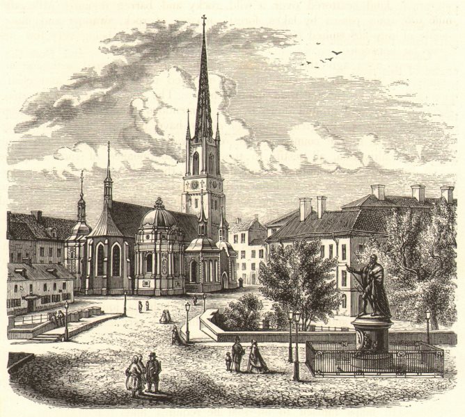 SWEDEN. Riddarholmen Church (Riddarholmskyrkan), Stockholm 1890 old print