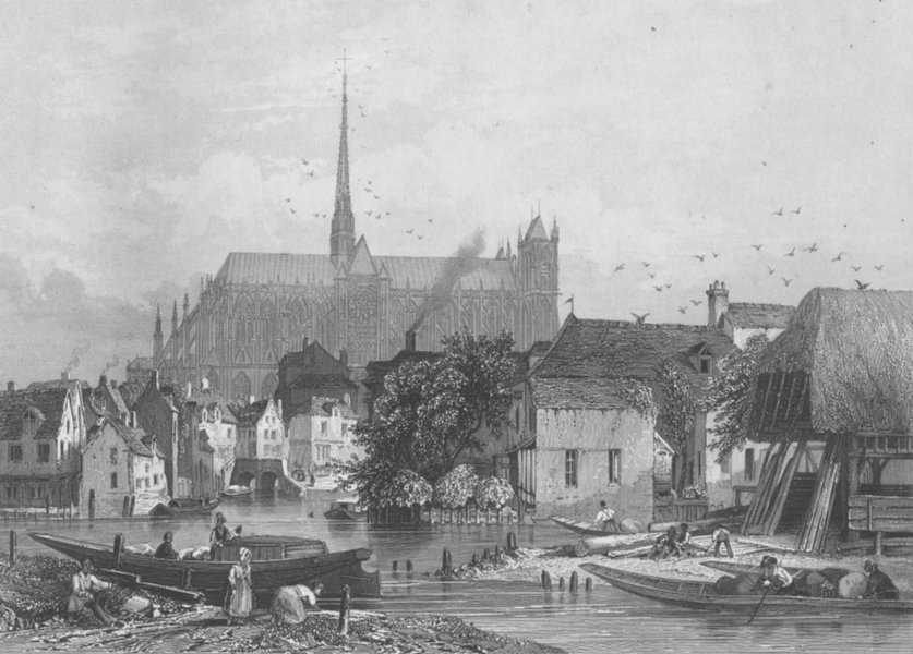FRANCE. The Cathedral of Amiens c1856 old antique vintage print picture