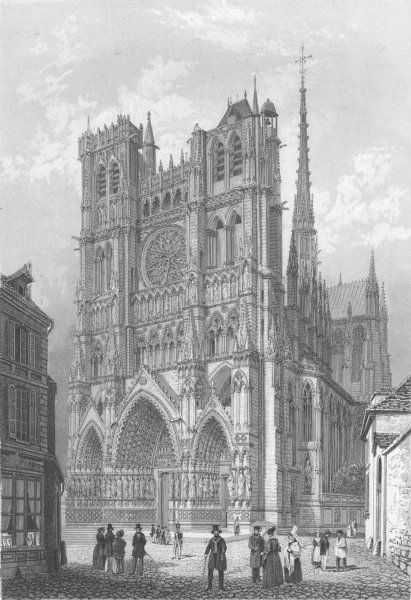 Associate Product FRANCE. Amiens Cathedral c1856 old antique vintage print picture