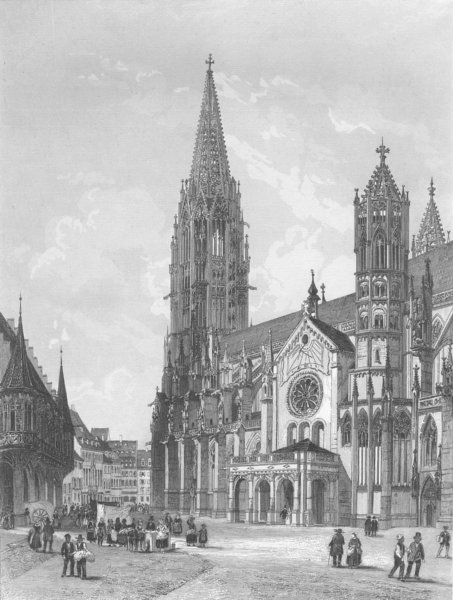 Associate Product SWITZERLAND. Fribourg Cathedral c1856 old antique vintage print picture
