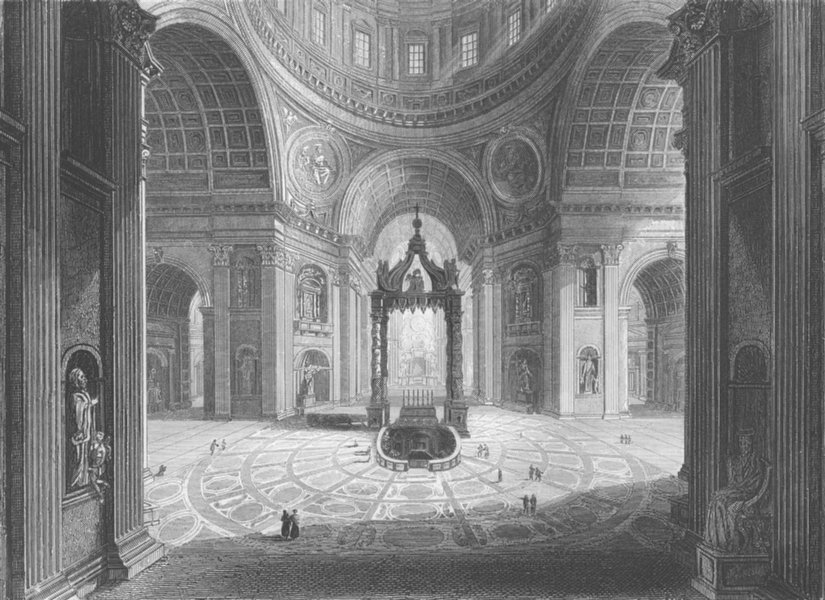 Associate Product ITALY. Interior of St Peter's Rome c1856 old antique vintage print picture