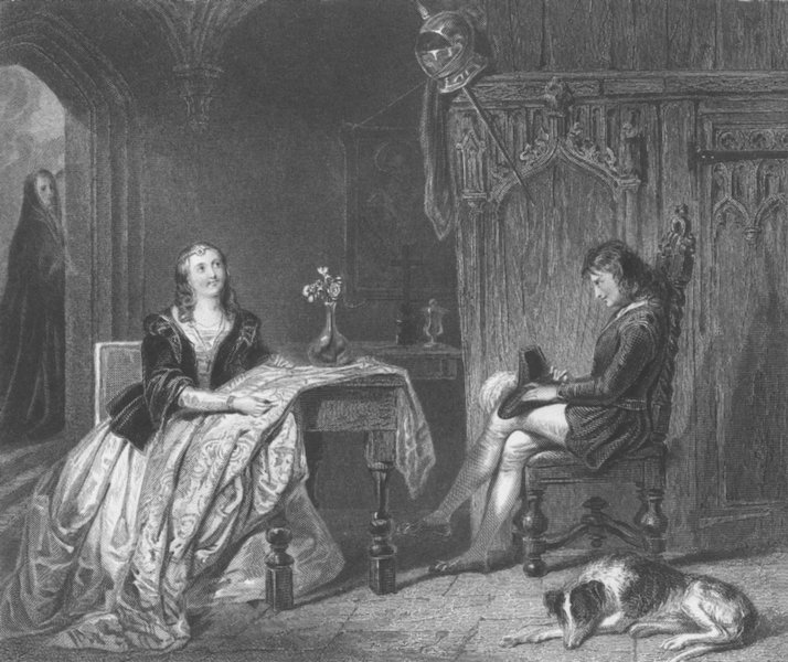 WALTER SCOTT. Roland Graeme, Catherine Seyton. Abbot 1836 old antique print