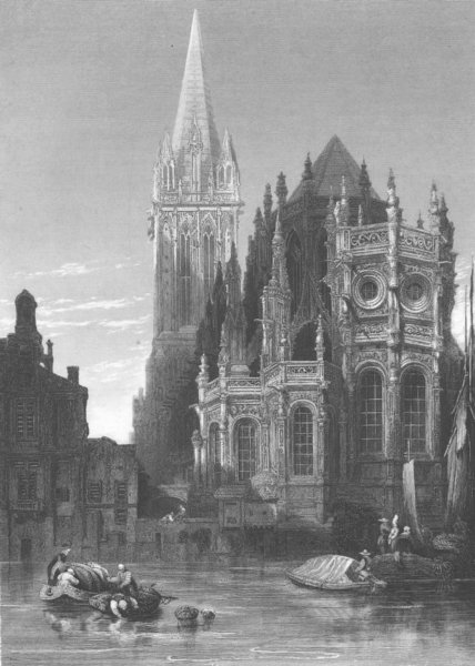 FRANCE. Caen Cathedral, Normandy 1836 old antique vintage print picture
