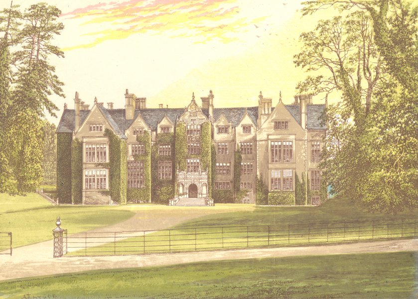 Associate Product WROXTON ABBEY, Banbury, Oxfordshire (North) 1891 old antique print picture