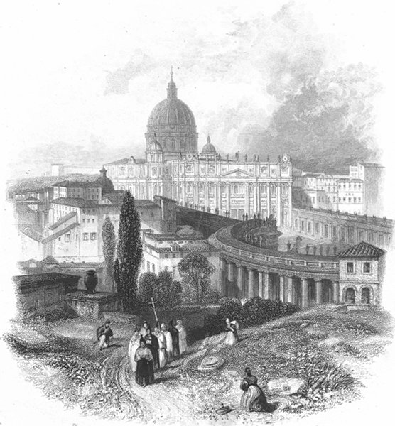 ITALY. St Peter's, Rome ; Finden 1834 old antique vintage print picture