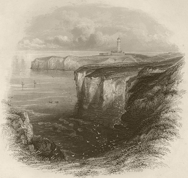 Associate Product Flamborough-head, with the lighthouse. Yorkshire. FINDEN 1842 old print