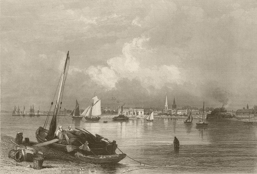 Associate Product Southampton, Hampshire. FINDEN 1842 old antique vintage print picture