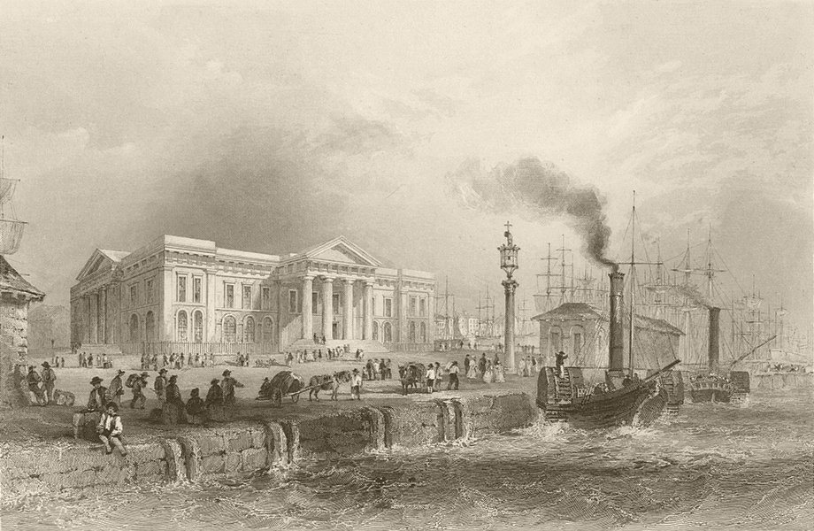 Associate Product Greenock, with the custom house. Scotland. BARTLETT 1842 old antique print