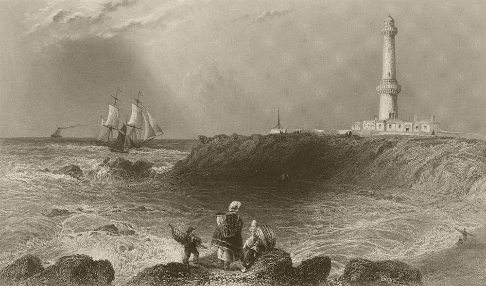 Associate Product The lighthouse, Aberdeen. Scotland. BARTLETT 1842 old antique print picture