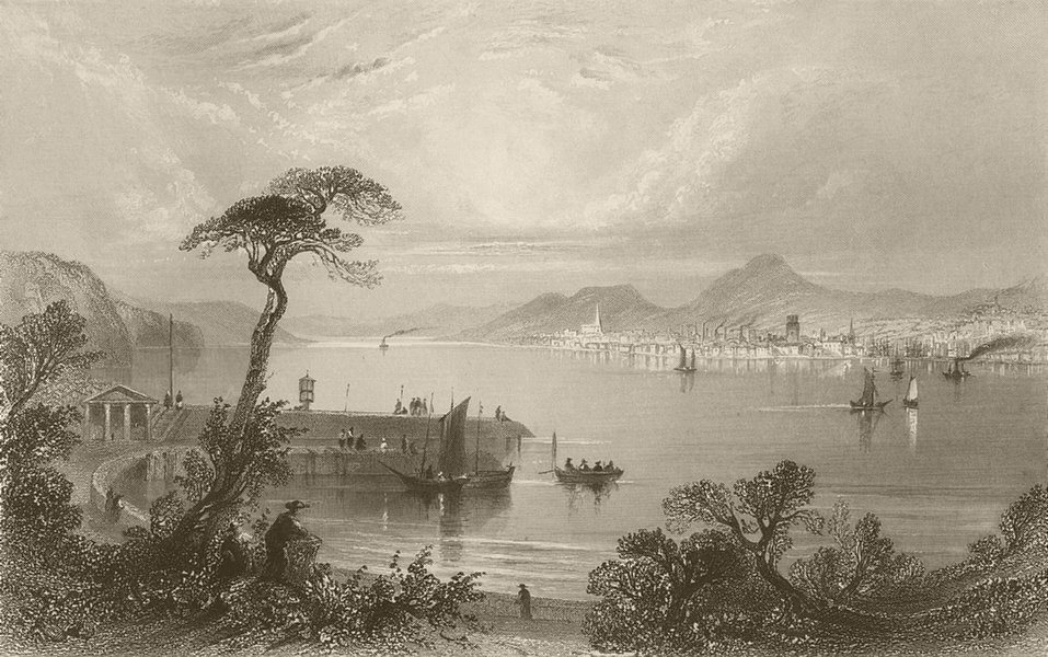 Dundee, from the opposite side of the Tay. Scotland. BARTLETT 1842 old print