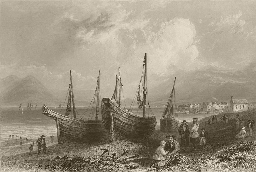 Associate Product Allonby, watering place, with fishing-boats, Cumberland. Cumbria. BARTLETT 1842