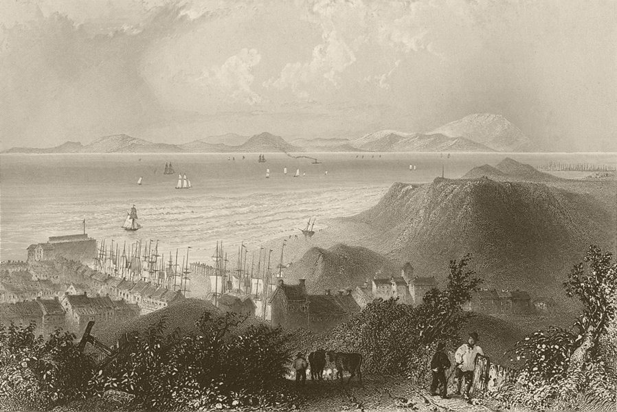 Associate Product View across the Solway Firth, from Harrington Harbour. Cumbria. BARTLETT 1842