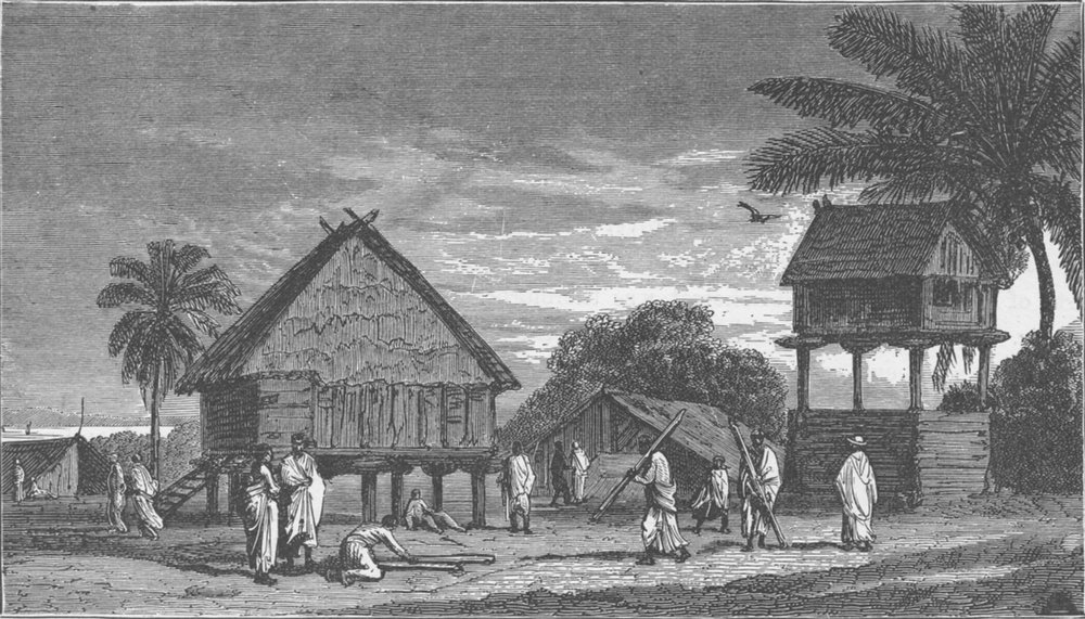 Associate Product MADAGASCAR. Rice storehouses and pigeon cots in Madagascar 1890 old print