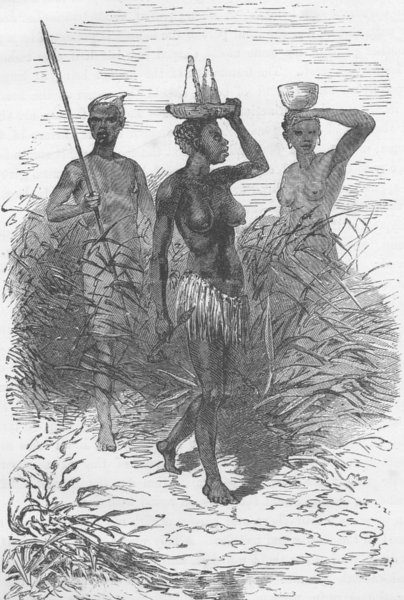 SUDAN. Man and women of the Nuer tribe on the White Nile 1890 old print