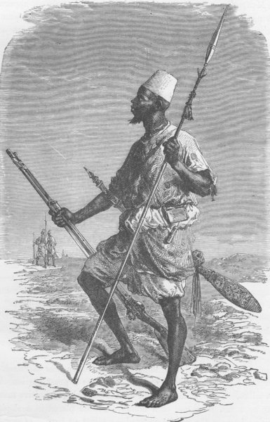 Associate Product SENEGAL. Talibe in war dress (Senegambia)  1890 old antique print picture