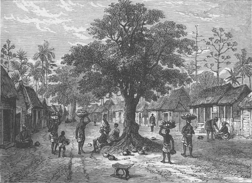 GHANA. Amoaful, Ashanti 1891 old antique vintage print picture