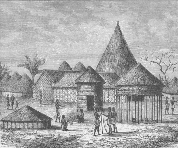 Associate Product SOUTHERN AFRICA. Village in Lovale, West Africa 1891 old antique print picture