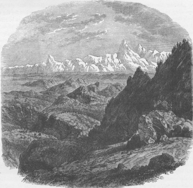 SOUTH ASIA. Hindu Kush Mountains 1891 old antique vintage print picture